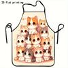 1pc Cat-Themed Apron Suitable for Home Kitchen, BBQ, Baking & Cafes - Adorable Kitten with 2D Flat Pattern, Apron for Cooking, Parties, Gifts for & (C