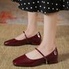 Fashion Women's Mary Janes Shoes New High Quality Pumps Low Heel Dress Shoes Square Toe Shallow Buckle Strap Women's Shoes