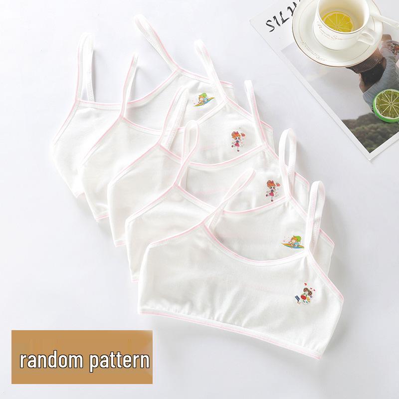 Девичья майка-бра из чистого хлопка - Защита от выпирания, Тонкая, Дизайн с сердечками