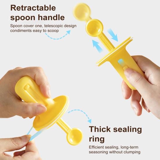 Банка для приправ, стеклянная бутылка для специй, большая емкость, прозрачный корпус, телескопическая ложка, крышка, герметичная, влагостойкая, бытовая кухонная коробка для хранения соли