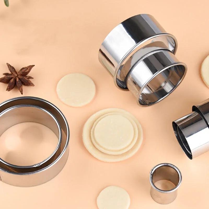 12Pcs Stainless Steel Cake Mould Round Mousse Biscuit Mold DIY Dumplings Skin Cutting Gadgets Household Kitchen Baking Tools