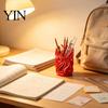 Creative Desk Ornaments Flame Shape Pen Holder, 3D Printed Hollow Pencil Cup, Desktop Storage for Utility Knives Decorative Organizer Makeup