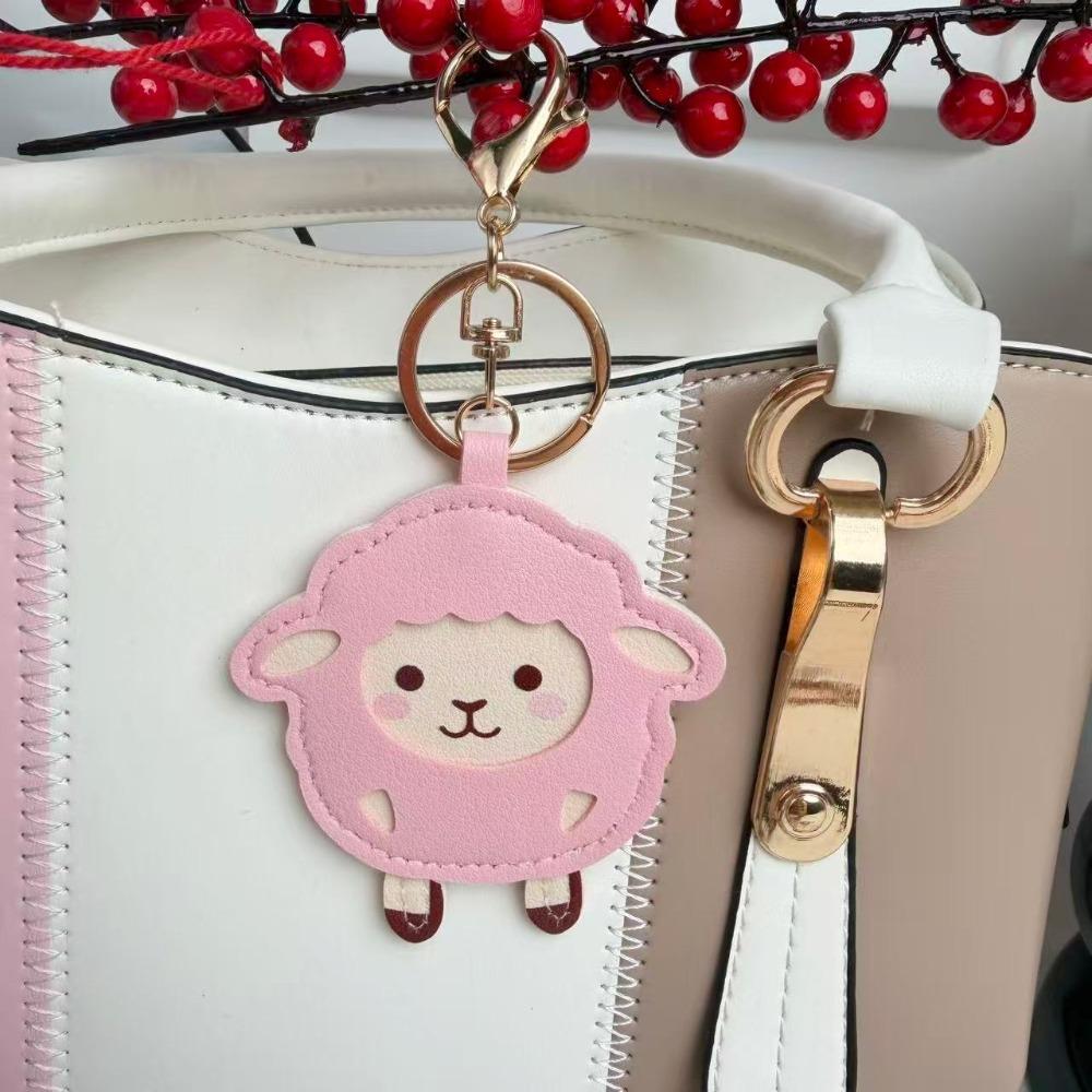 PU Leather Sheep Keychain Lightweight Cartoon Lamb Charm Fun Cute Car Keyring Party Favor