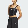 Adidas Originals Trefoil Corset Tank Top With Solid Color Logo Women Tops Black IX1912