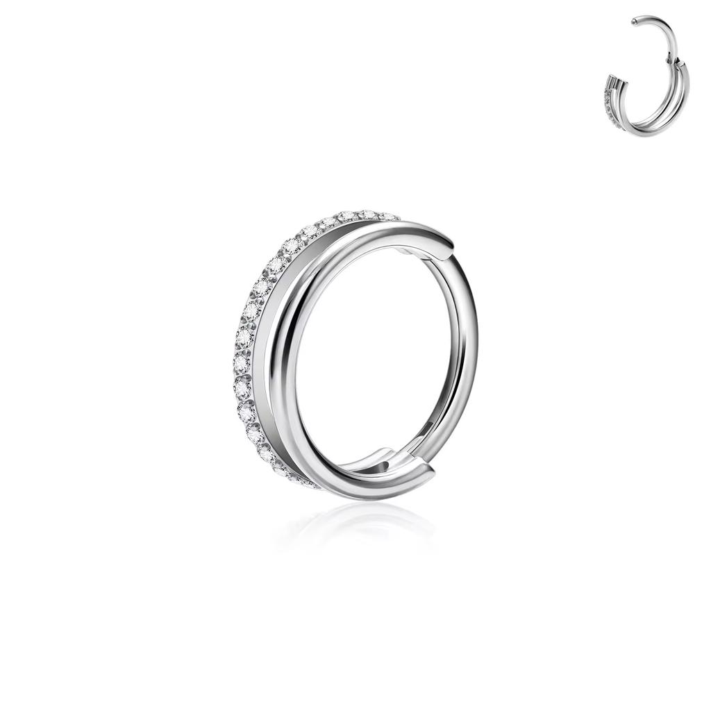 Kaishee ASTM F136 Implant Grade Titanium Nose Ring Hinged Clicker Hoop for Body Jewelry Piercing De Titanio Piercing Titan Ring