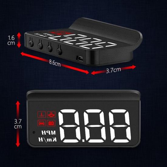 Автомобильный стеклянный HUD Цифровой спидометр Проектор Head Up Display Сигнализация превышения скорости OBD2