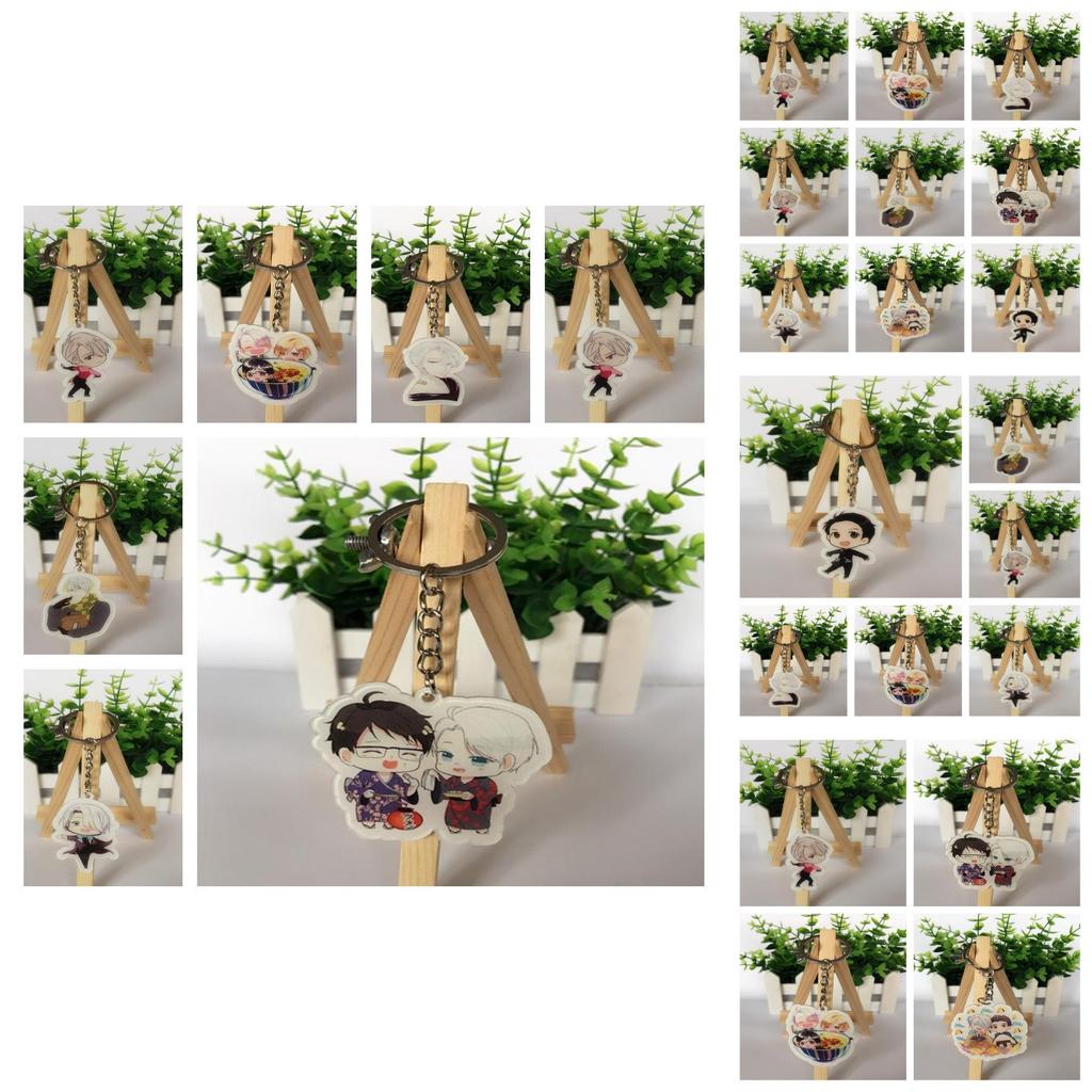Popular Anime Yuri!! Victor Katsuki Yuri Plisetsky Acrylic Keychain Keyring Gift 100% Brand New High Quality 5cm Ice Skating Theme