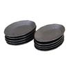 Mino Ware Japanese Cafe Series Moonlight [Long Round Plates] Black Bizen, Set of 10 (Size: H3 X W17 X D11.5cm)