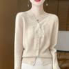 Women's Cashmere Cardigan 30% Cashmere 70% Wool Autumn and Winter Cashmere Cardigan Hand-embroidered Soft and Warm
