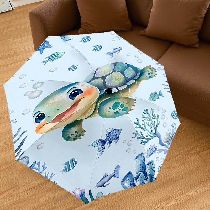 1PC turtle ocean Umbrella-8-Rib Reinforced, Automatic Open, Lightweight & Durable, Fashion Accessory for Outdoor, J0378