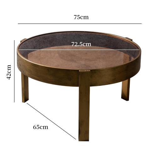 Nordic Round Coffee Table, Wrought Iron & Glass Side Table, Modern Circular Center Table, Sturdy Metal Frame for Living Room