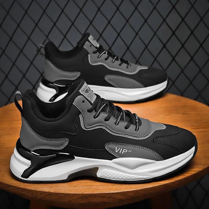 Fashion Men's Sneakers Comfortable Vulcanized Shoes Platform PU Casual Runing Shoes Men New Trendy Lace-up Sneakers Zapatillas Hombre