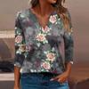 Women's T Shirt Tee Print Button  3/4 Sleeve Daily Weekend Fashion Basic V- Neck Regular Top