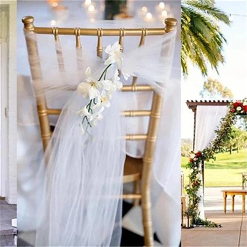 5/10M Organza Roll Fabric Sheer Crystal Tulle Roll Wedding Birthday Party Backdrop Decoration DIY Yarn Chair Sashes Baby Shower