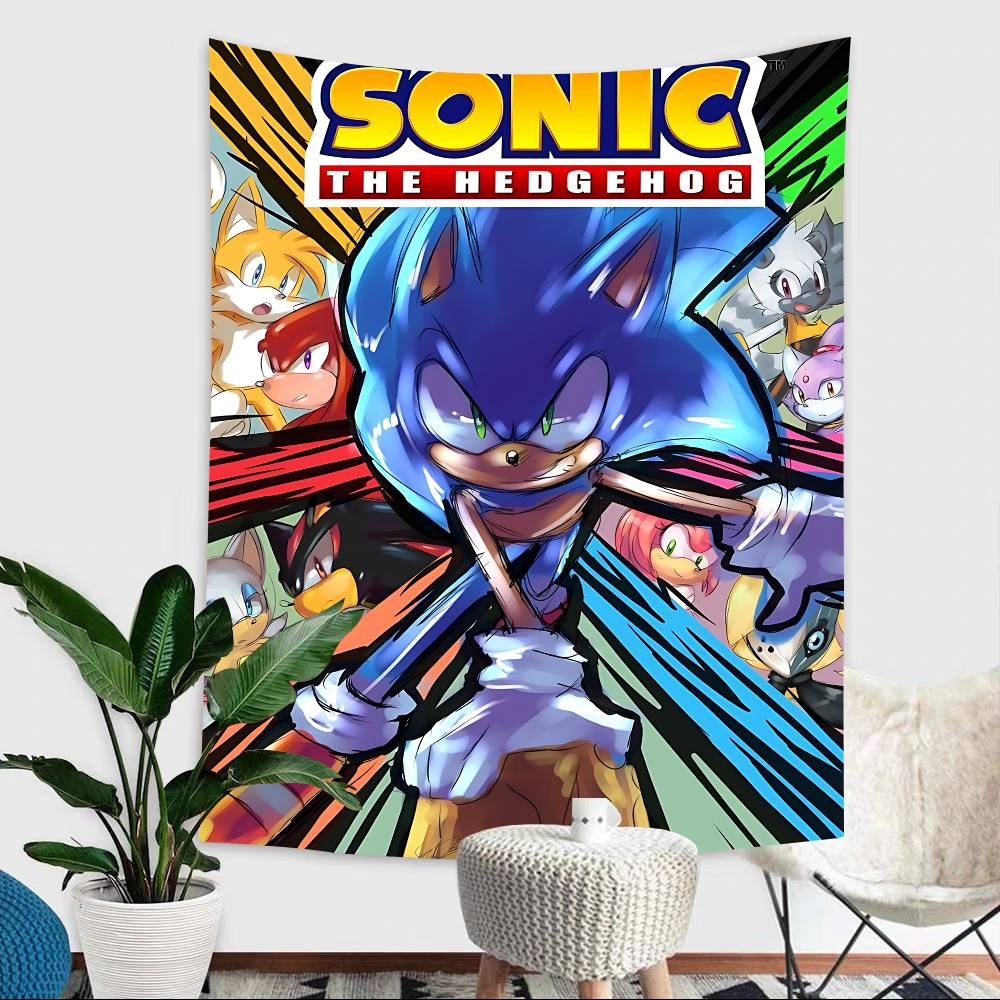 Classic Anime Sonic Characters Theme Background Party Decoration Baby Gifts Space Decoration Banner Children Photography Props