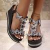 Women's Rhinestone Sandals 2025 Summer New Arrival Outdoor Platform Thick Sole Versatile Wedge Beach Sandals