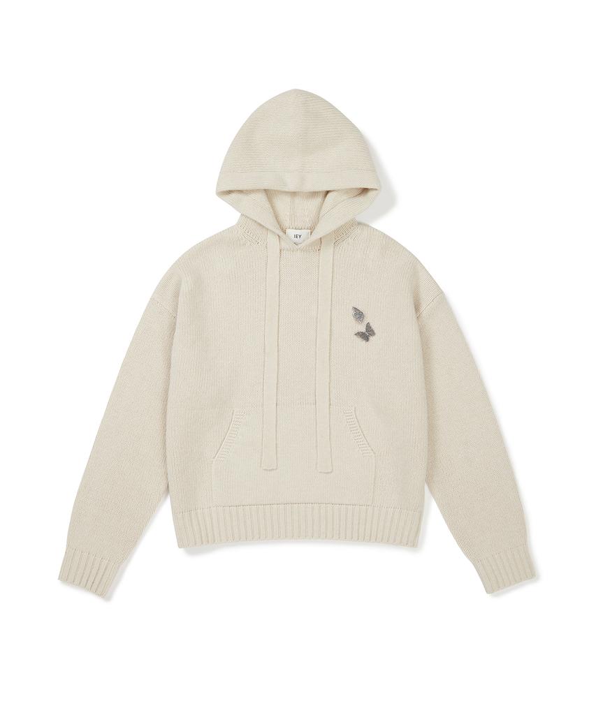 IEY Butterfly Lambswool Hoodie Knit Ivory