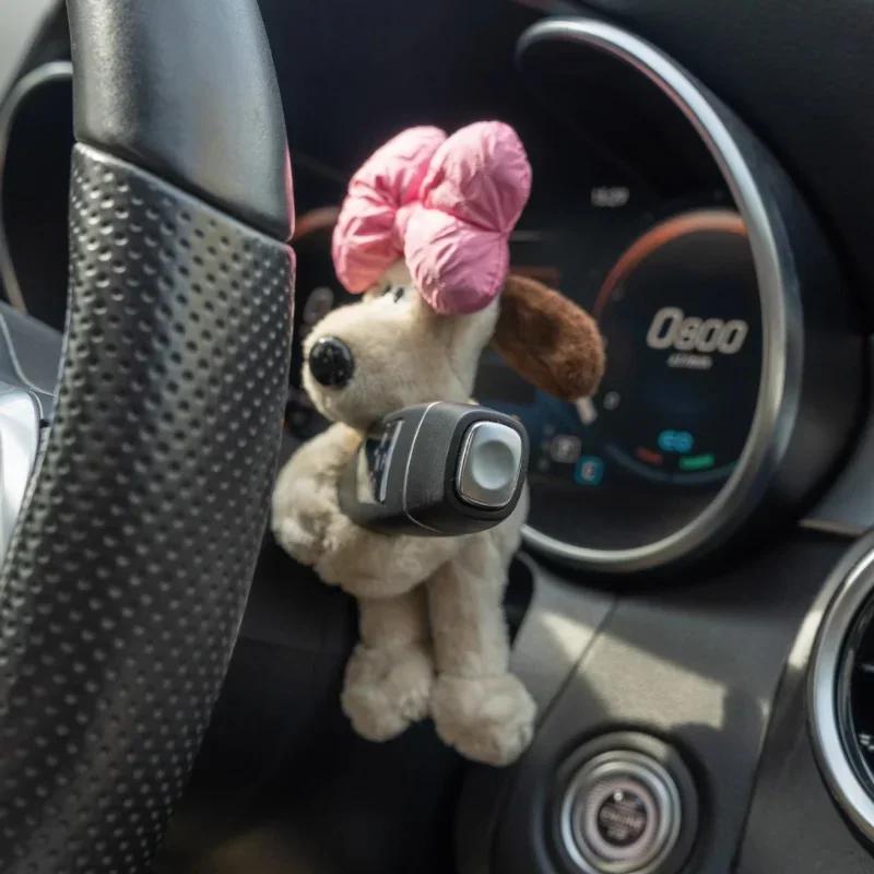 Car Puppy Plush Doll Clutch Decor Car Wiper Turn Signal Switch Decoration Kawaii Dog Wiper Doll Car Interior Accessories