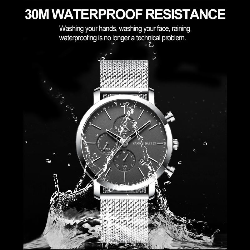 Мужские часы, модные брендовые многофункциональные сетчатые деловые водонепроницаемые наручные часы с маленьким циферблатом Relogio Masculino