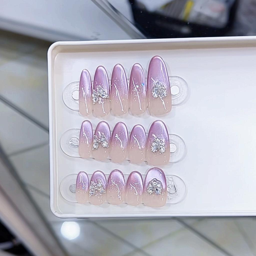 Ручная работа Armor Весна и лето Новинка Фиолетовое Сердце Замороженная Бабочка Любовь Циркон Бриллиант Кошачий глаз Маникюрная нашивка