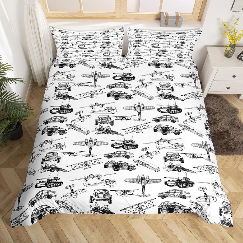 Пододеяльник с изображением самолета, мультяшный самолет, американский самолет, комплект постельного белья, облачный воздух, голубое небо, чехол для одеяла, красно-синий милый пододеяльник