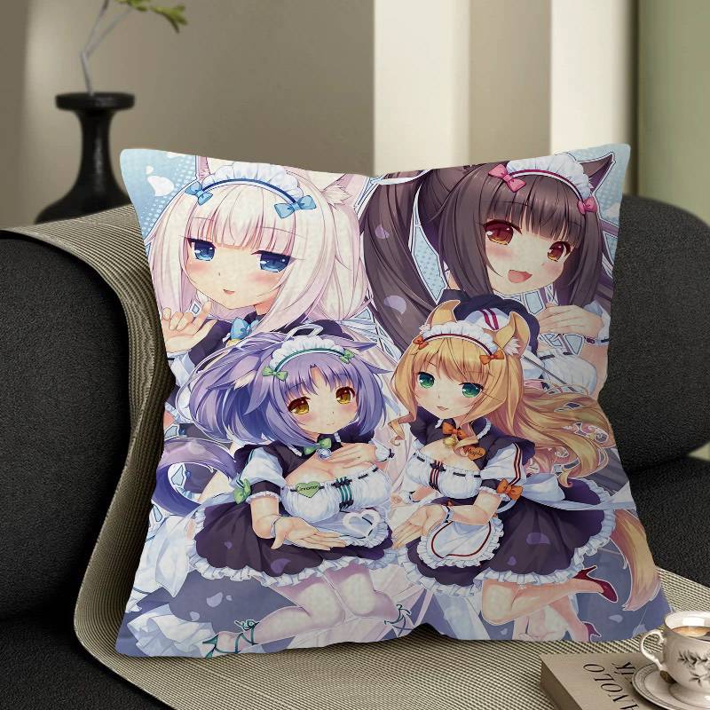 Anime Nekopara Pillow Gift Home Office Decoration Bedroom Sofa Car Cushion Cover Case 45X45