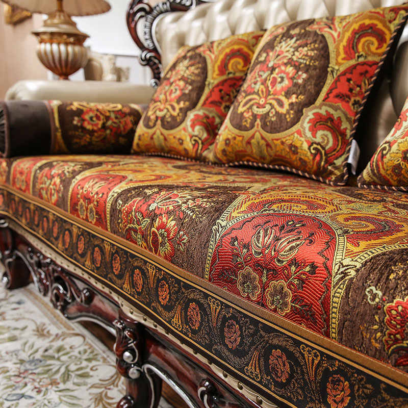 American Style Sofa Cover Anti Slip High-end Chenille Fabric All Season Universal Sofa Cushion Home Decor Sofa Protective Cover