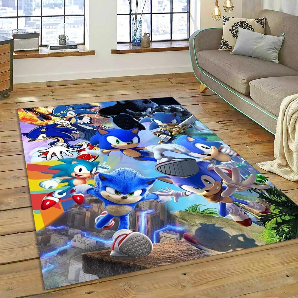 Game Anime 3D S-Sonic Cartoon Carpet Rug for Bedroom Living Room Home Sofa Decoration,Children Game Large Decor Floor Mat Gift