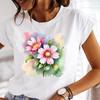 (Asian Size) Clothing Ladies Cute Flower Sweet 90s Casual Women Tee Top Short Sleeve T Shirt Fashion Print Lady Female Graphic T-shirts