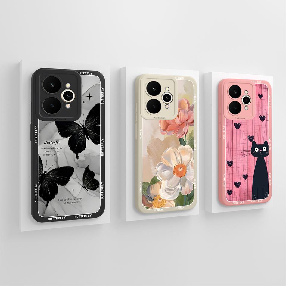For Realme 15 Pro 5G Phone Case Pretty Flowers Patterns Soft Liquid Silicone Full Coverage Cover For Realme15 Shockproof Bumper