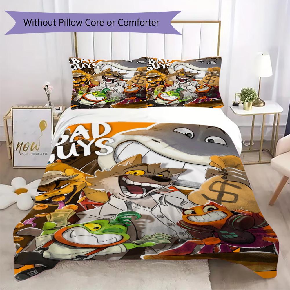 The Bad Guys Pattern Bedding,Quilt Set Quilt Cover Pillowcase Home Birthday Gift (1*duvet cover+2*pillowcase,without core)XSJT0917341