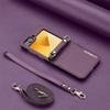 Чехол-кошелек через плечо для Samsung Galaxy Z Flip 6 5 4 3 Flip6 Flip5 Flip4 Flip3 5G Держатель для карт Ремешок на руку Шнурок Кожаный чехол