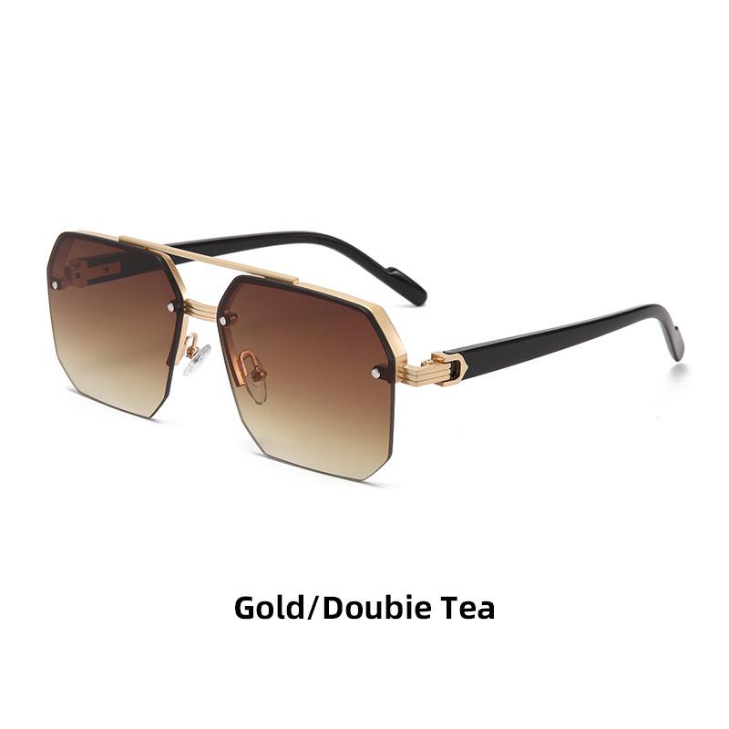 Men'S Metal Sunglasses Square Half Frame Casual Glasses Personality Retro Fashion Outdoor Driving Eyeglasses Uv400