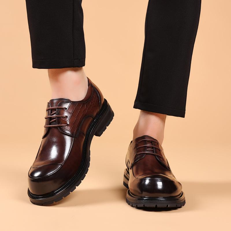 Сезонные деловые туфли из натуральной кожи, мужские повседневные туфли из натуральной коровьей кожи с большой платформой для поездок на работу