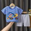 Summer Kids Short Sleeve Suit Striped Girls Boys Set Summer Tops Short Baby Clothes Children's Wear