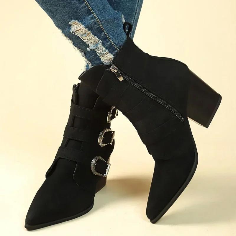 Винтажные ботильоны для женщин, осенние, новые, из искусственной кожи, на блочном каблуке, женские, осенне-зимние, короткие ботильоны на платформе, большой размер 43