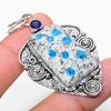 Natural K2 Blue Azurite, Blue Topaz 925 Sterling Silver Pendant 2.44" j1W57