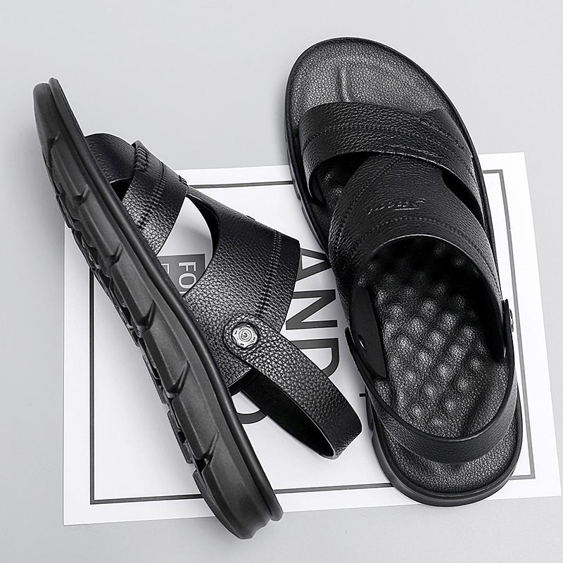 Men's Sandals Genuine Leather Summer Slippers New Trend Top Layer Cowhide Men's Casual Non Slip Beach Shoes Platform Sandals Men