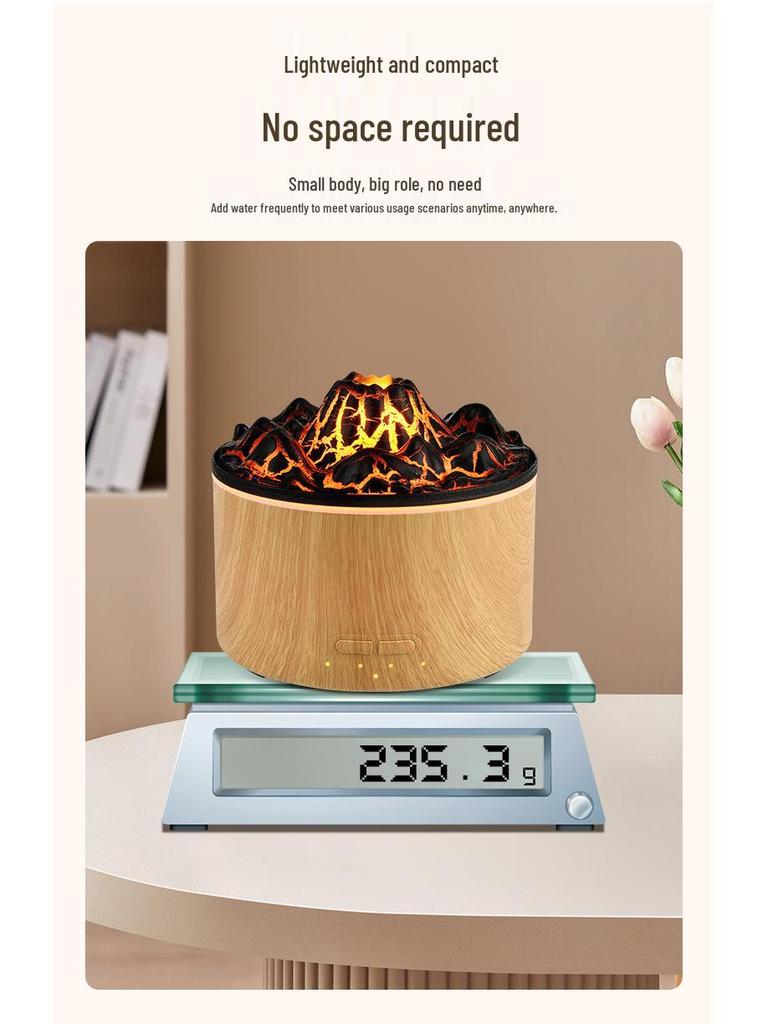 Large Capacity Volcano Flame Humidifier & Aroma Diffuser for Hotel Bedrooms