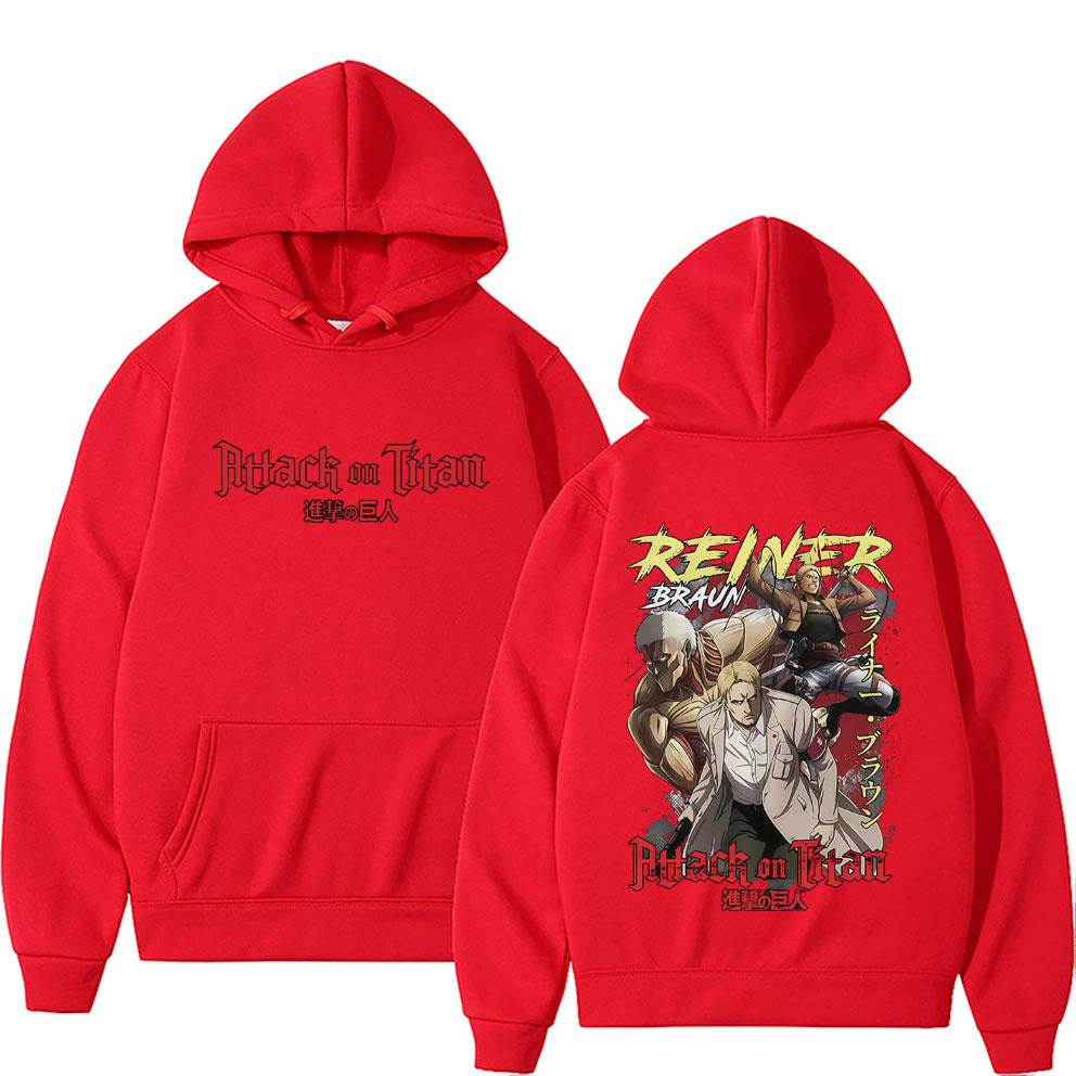 Anime Attack On Titan Reiner Braun Graphic Print Hoodie Men Women Cartoon Manga Retro Sweatshirt Male Unisex Oversized Pullover Hoodies