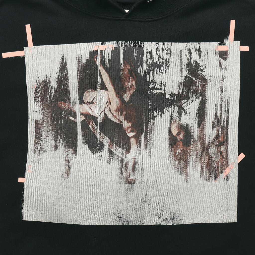 Off-White Растворяющаяся масляная живопись, религиозная полосатая толстовка с капюшоном, мужская толстовка с капюшоном, черная OMBB001F150030031088