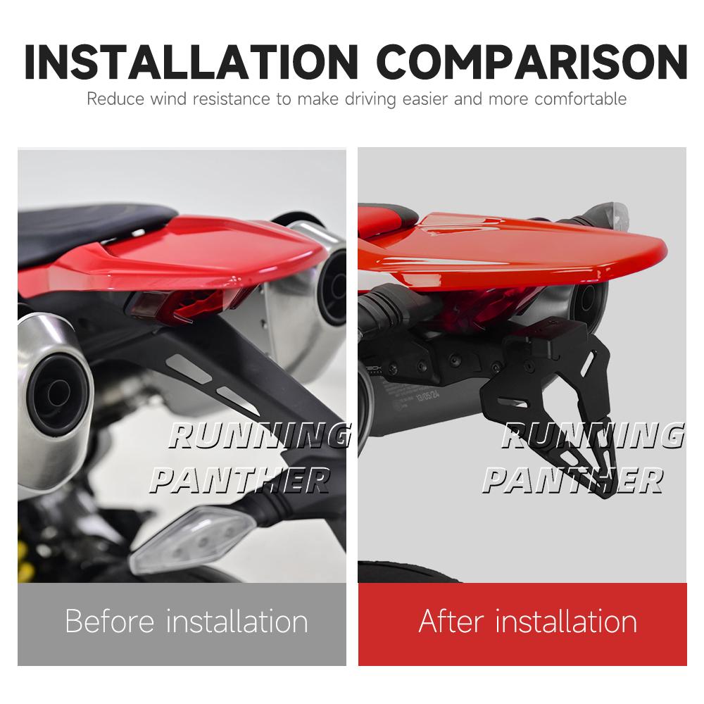 FOR HYPERMOTARD 698 MONO 2024 - NEW Motorcycle rear short tailstock neat license plate holder tailstock bracket LED light