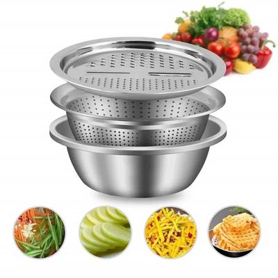 3 в 1 дуршлаг с контейнером, круглая чаша для мойки риса, корзина для слива, машина для чистки фруктов и картофеля, овощерезка с корзиной для слива