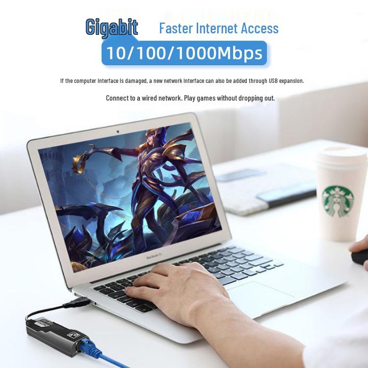 Адаптер USB-C к RJ45 Gigabit Ethernet со светодиодным индикатором