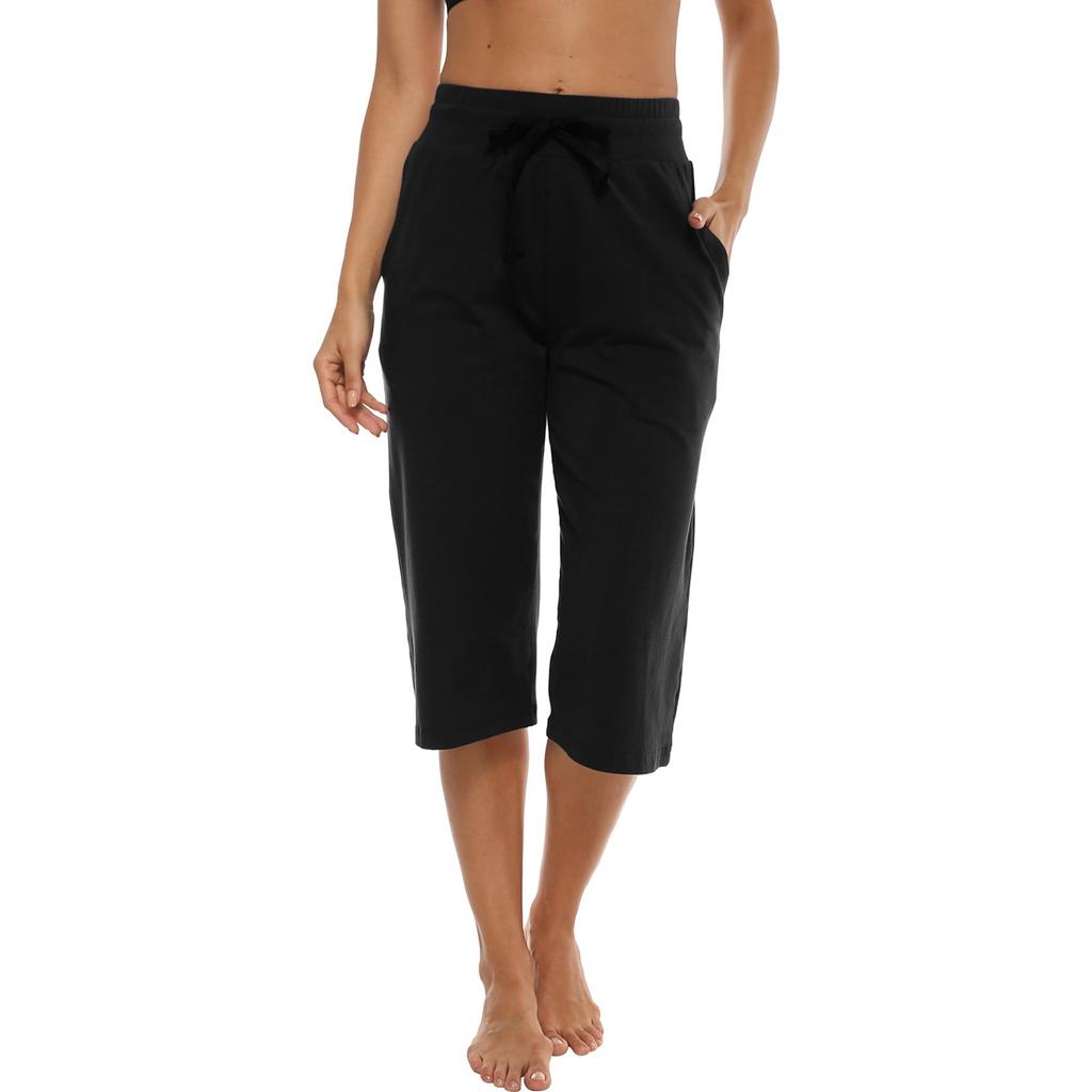 Женские модные повседневные однотонные укороченные брюки с эластичной резинкой на талии