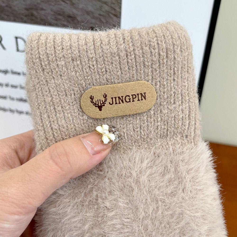 Теплые варежки с полными пальцами в корейском стиле, перчатки для велоспорта и вождения, подарок, однотонные перчатки, зима