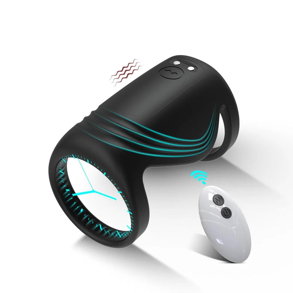 Носимый рукав для пениса, кольцо на член, вибратор, секс-игрушки для взрослых, вибрирующие кольца, тренажер для задержки пениса, стимулятор, мужские сексуальные игрушки