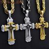 Stainless Steel Jesus Christ Cross Pendant Necklace Byzantine Link Chain Silver Color Gold Plated Men Boy Gift Sp208