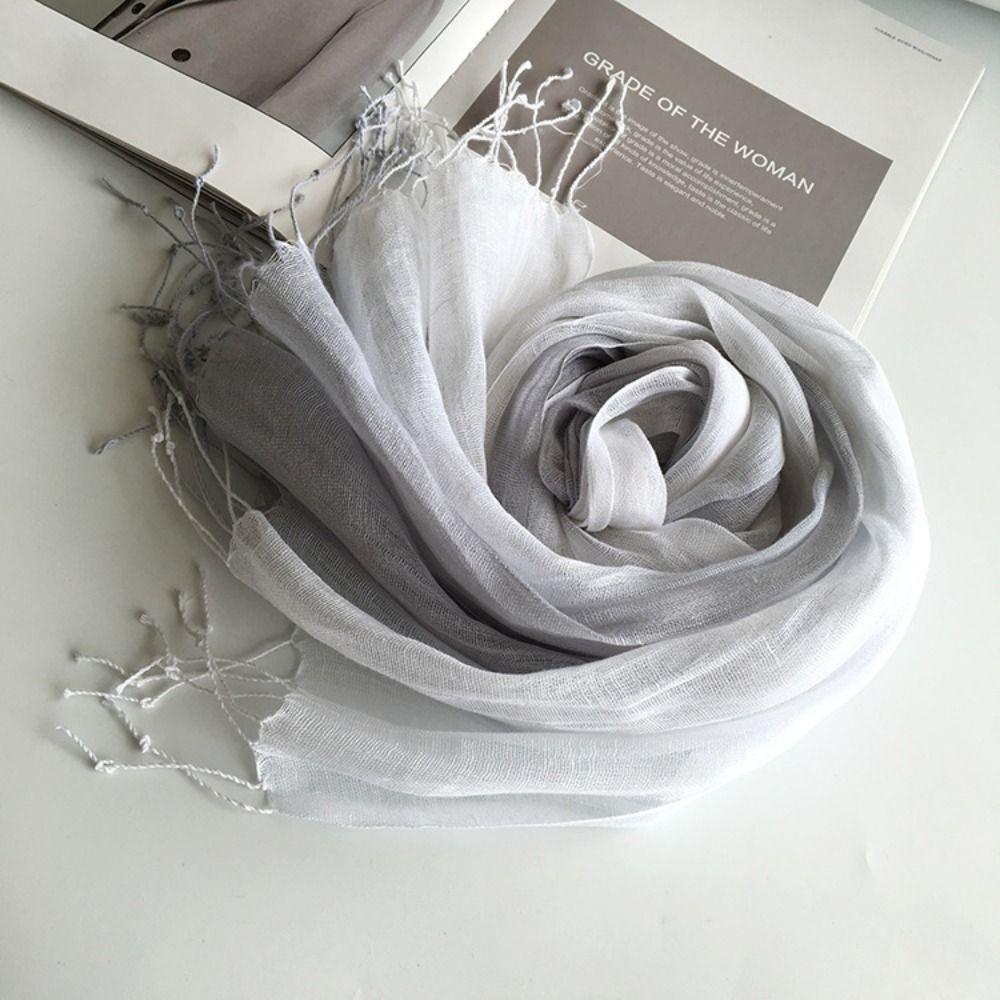 Lightweight Pure Linen Scarf Sun Protection Shawl Wrap Pure Neck Scarf Daily Wear
