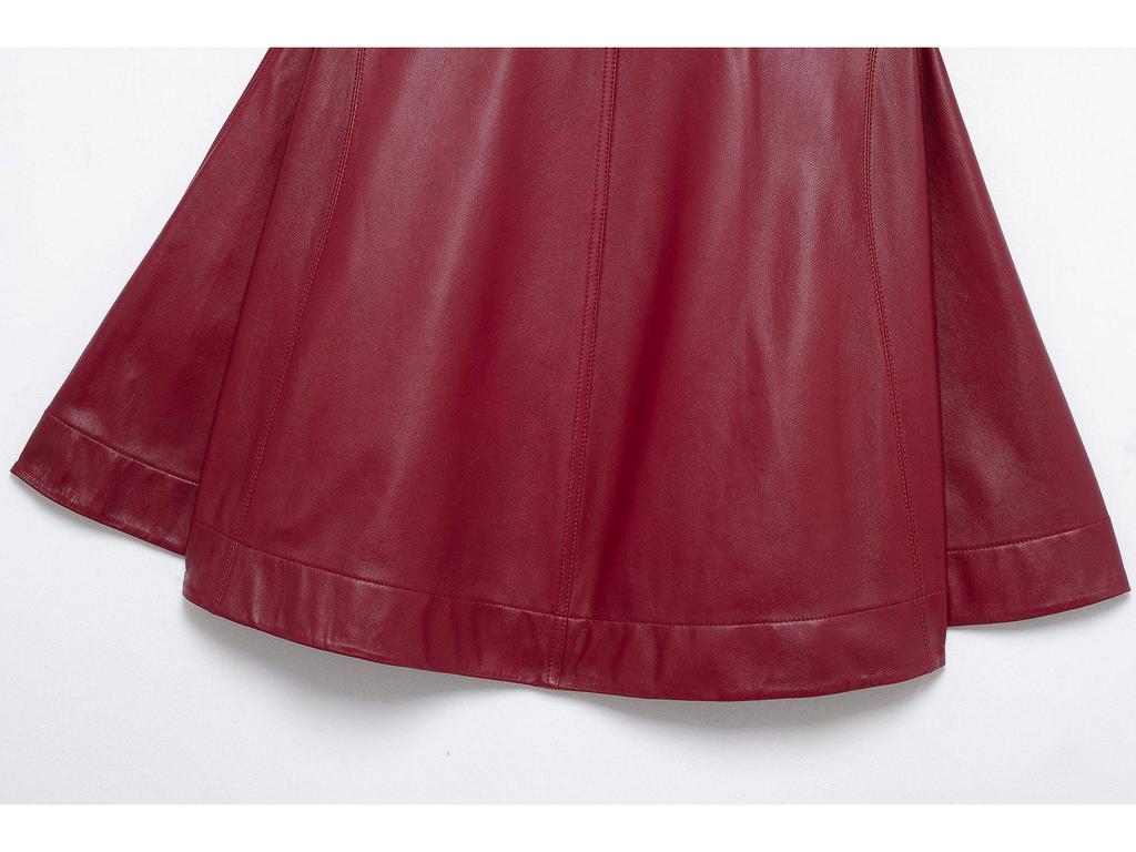 Женская мода весна 2025: Европейский и американский стиль Кожаный короткий плащ на молнии